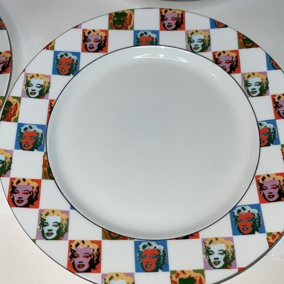 Vintage 1997 Block Marilyn Monroe Andy Warhol set of 4 salad plates - Picture 2 of 4